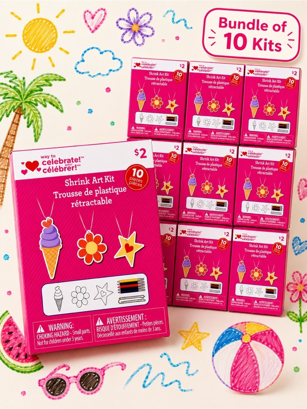 🖍️ 10 Packs for $9 or 20 for $15 WAY TO CELEBRATE NWT Shrink Art Craft Kit